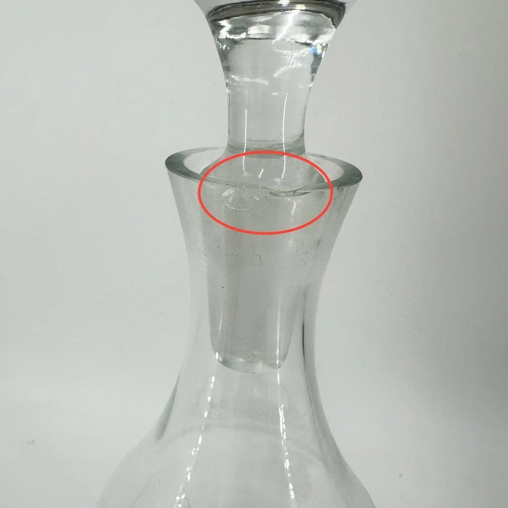 Vintage Etched Glass Decanter with Stopper Grapevine Leaf Pattern Clear 12.5